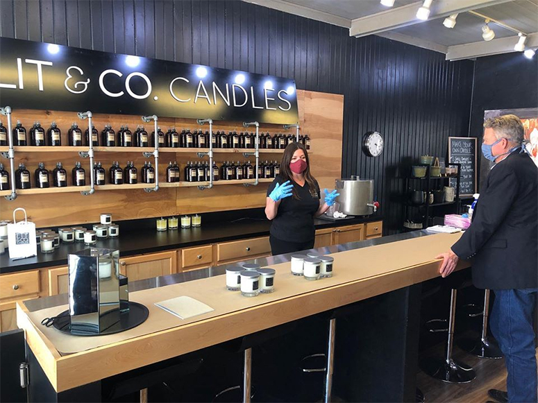 Governor Brad Little Visits Lit & Co. Candles as Retailers Begin Reopening