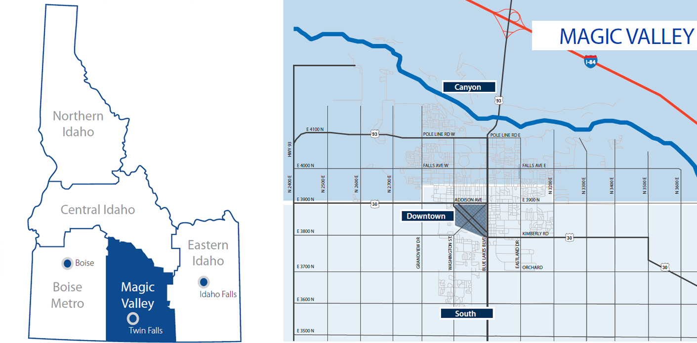 Map of Twin Falls Idaho Commercial Real Estate Market