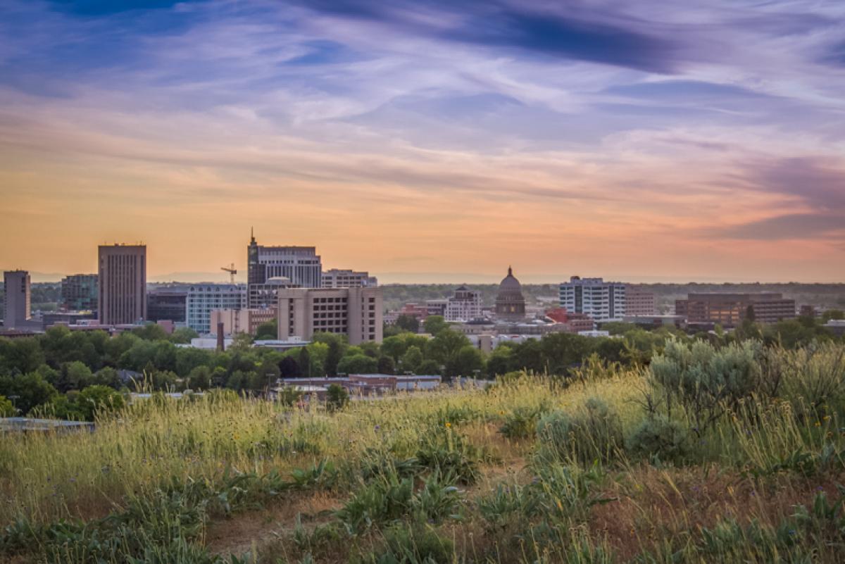Photo of downtown Boise taken from the foothills