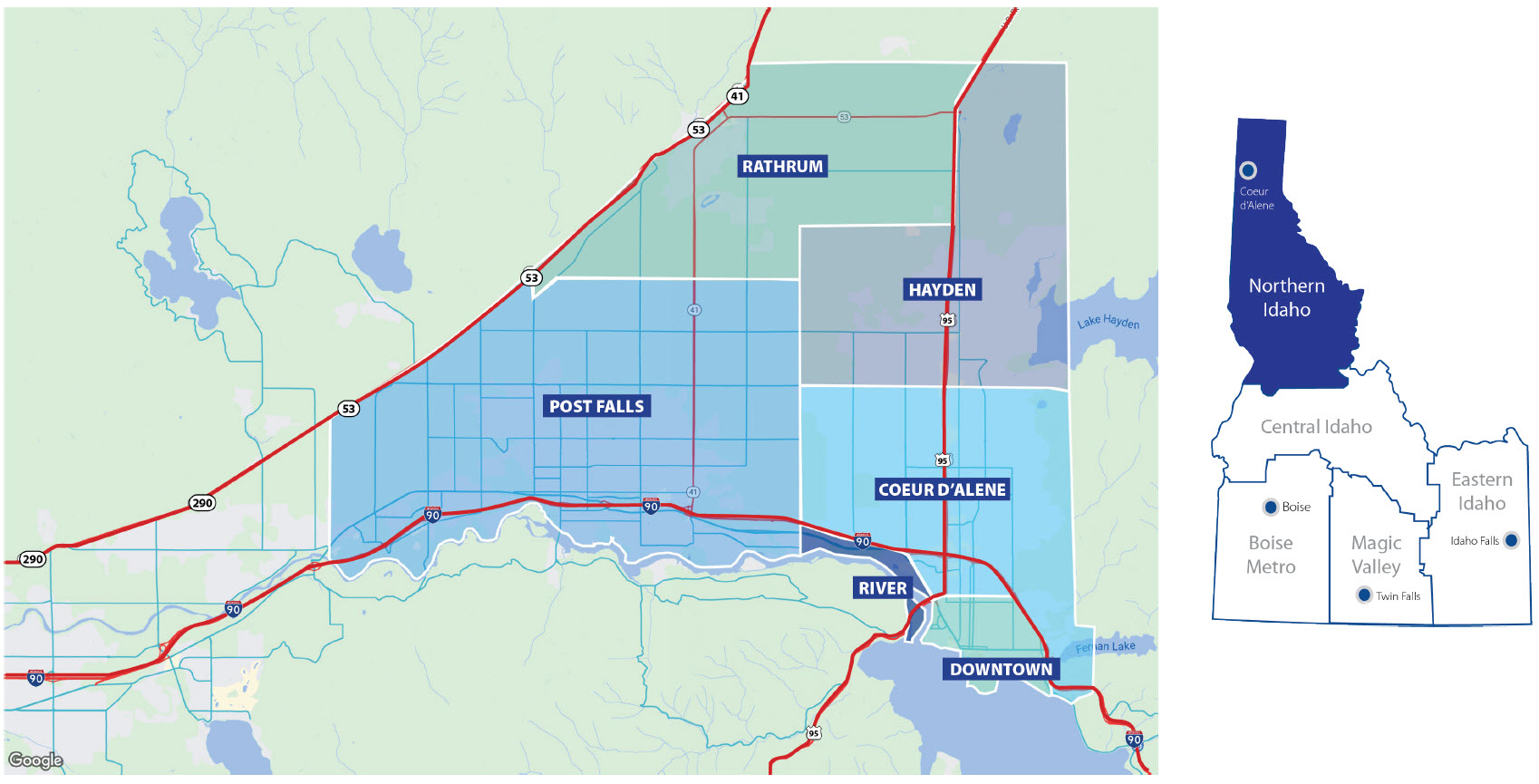 North Idaho Commercial Real Estate Submarkets Map